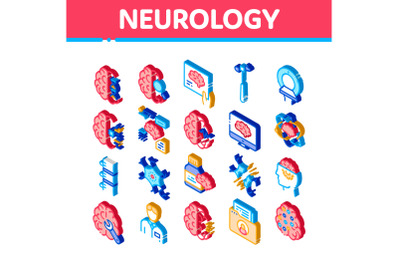 Neurology Medicine Isometric Icons Set Vector