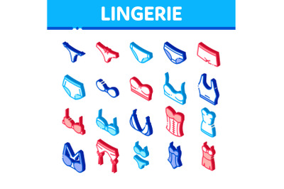 Lingerie Bras Panties Isometric Icons Set Vector