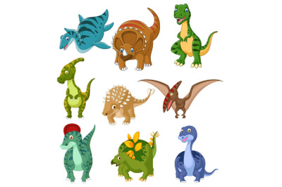 Cartoon Dinosaurs Clipart Set Graphic