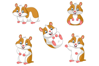 Cartoon Hamsters Clipart Set Graphic