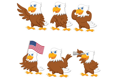 Cartoon Eagles Clipart Set Graphic