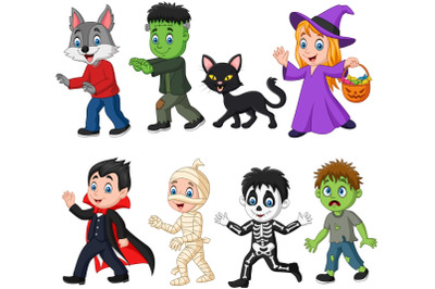 Halloween Children Clipart Set Graphic