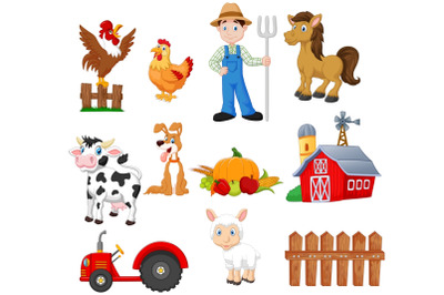Cartoon Farming Clipart Set Graphic