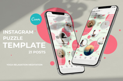 Instagram Puzzle feed template with circles. Canva template