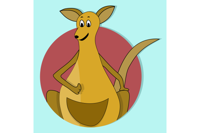 Cartoon happy kangaroo icon flat color vector