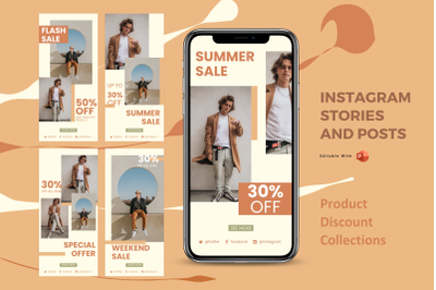 Instagram stories and posts powerpoint template - sale collection