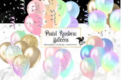 Pastel Rainbow Balloons Clipart