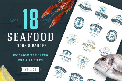 18 Seafood Logos &amp; Badges