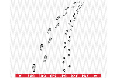 SVG Footprints Man and Dog, Digital clipart