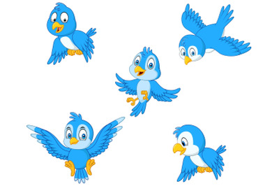 Blue Birds Clipart Set Graphic