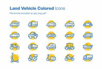 Land Vehicle Colored 20 Icons
