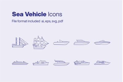 Sea Vehicle 10 Icons