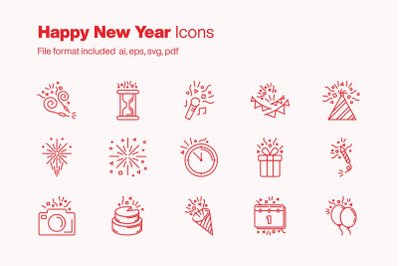 Happy New Year 15 Icons