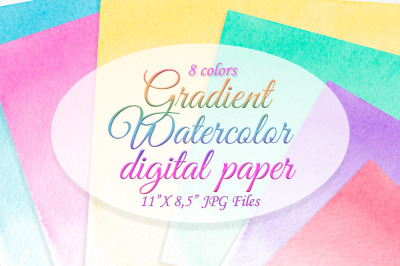 Watercolor digital paper Colorful gradient background