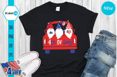 4th July Gnomies In Truck Svg