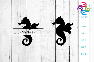 Silhouette and Split SeaHorse Cut File Bundle