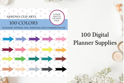 100 Arrow clipart&2C; Rainbow Arrows&2C; Arrows planner supplies&2C; Colorful Arrows