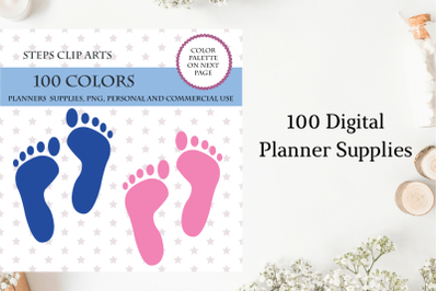 100 Baby Steps Clipart&2C; Baby Foot Clipart&2C; Babyshower cliparts