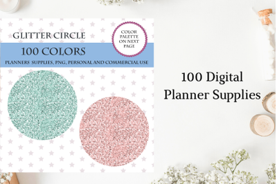 100 Glitter circles clipart&2C; Glitter circles for planner