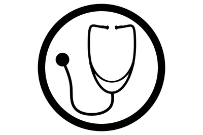 Stethoscope black white icon vector