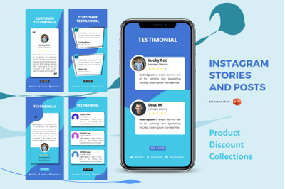 Instagram stories and posts powerpoint template - testimoni collection