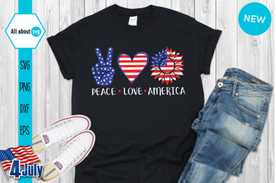 Peace Love America Svg
