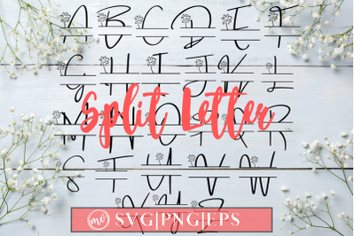 Floral Split Letters SVG Alphabet Cut Files|A-Z Letters