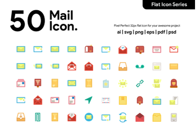 50 Mail Icon Flat