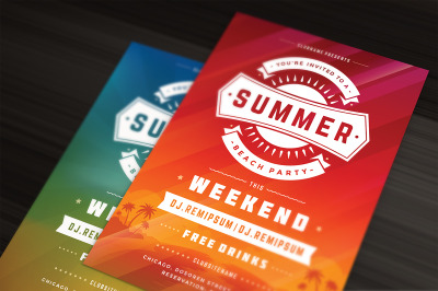 Summer beach party flyer template