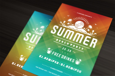 Summer beach party flyer template