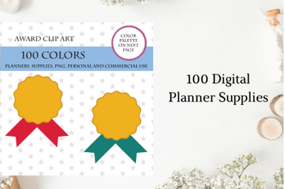 100 Award Clipart, Award Cute Digital Graphic