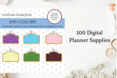 100 Cinema marquee clipart&2C; Cinema planner stickers clipart&2C; Cinema sign