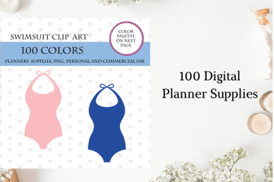 100 Swimsuit Clipart&2C; Swimming pool clipart&2C; Summer planner stickers&2C;