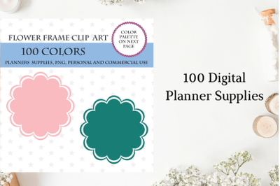 100 Flower frame clipart, Frame art digital, Round clip art