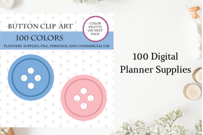 100 Buttons clipart, Button art digital, Sewing elements clip art