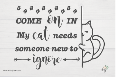 Funny cat quote illustration for a door sign for home decor.