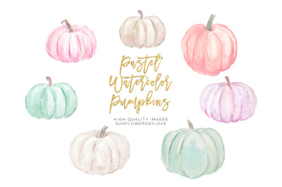 Pastel Watercolor Pumpkins, Pumpkin Clip Art