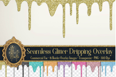 16 Seamless Glitter Dripping Melted Overlay Images 16 Colors