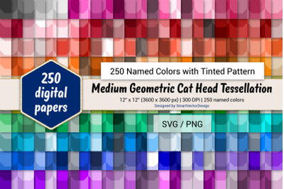Geometric Cat Head Tessellation Paper - 250 Colors Tinted