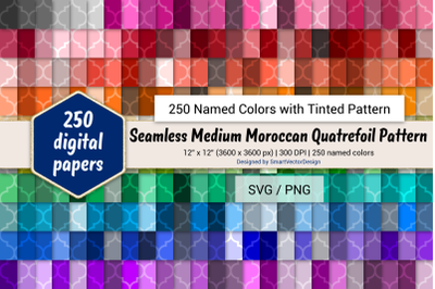 Seamless Moroccan Quatrefoil Paper - 250 Colors Tinted