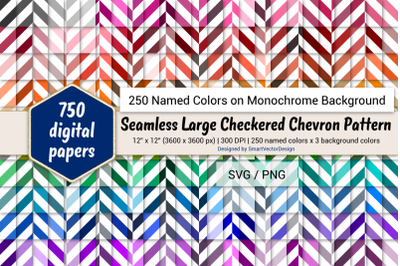 Seamless Large Checkered Chevron Paper - 250 Colors on BG