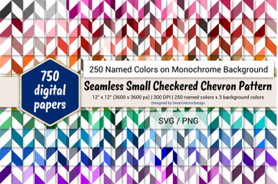 Seamless Small Checkered Chevron Paper - 250 Colors on BG