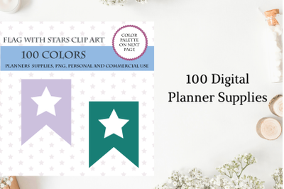 Banners flag with stars clipart, Banners flag for scrapbooking