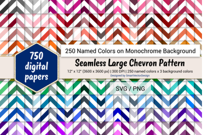 Seamless Large Chevron Digital Paper - 250 Colors on BG