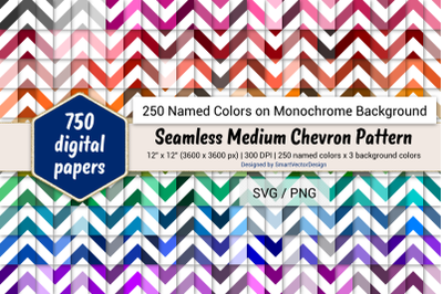 Seamless Medium Chevron Digital Paper - 250 Colors on BG