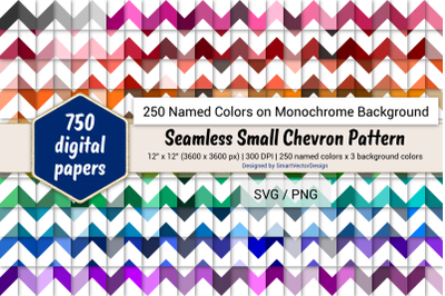Seamless Small Chevron Digital Paper - 250 Colors on BG