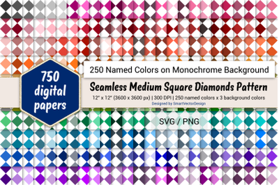 Seamless Medium Square Diamonds Paper - 250 Colors on BG