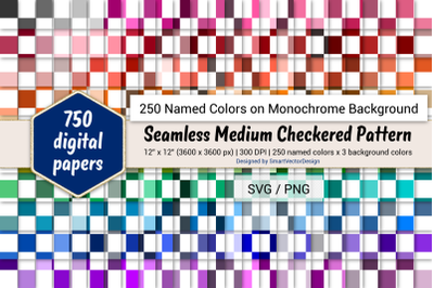 Seamless Medium Checkered Pattern Paper - 250 Colors on BG