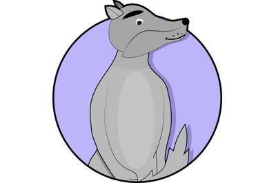 Sticker cartoon wolf icon