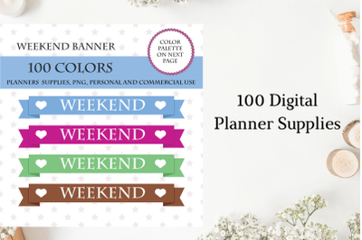 Weekend Flags Clipart&2C; Weekend Banner art digital&2C; Bunting weekend